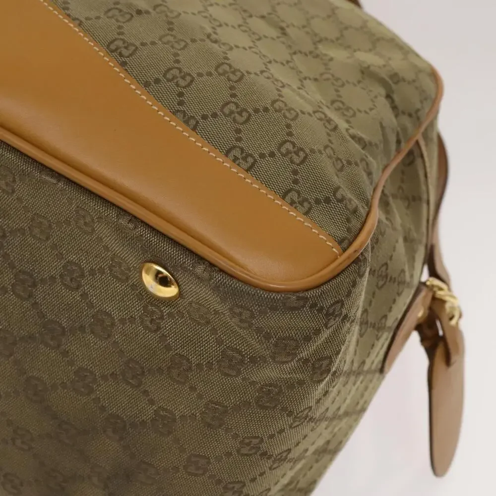 GUCCI GG Canvas Boston Bag Gold Beige